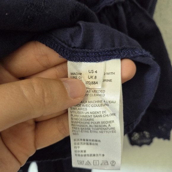 Free People 4 Delightful Crochet Navy Blue Mini Dress - Picture 7 of 8